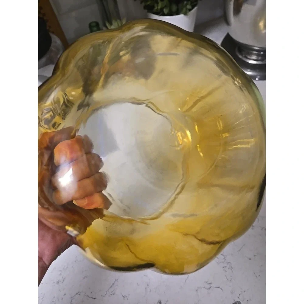 Vintage Anchor Hocking Amber Glass Pumpkin‎ Pantry Jar Cookies Candy  EUC